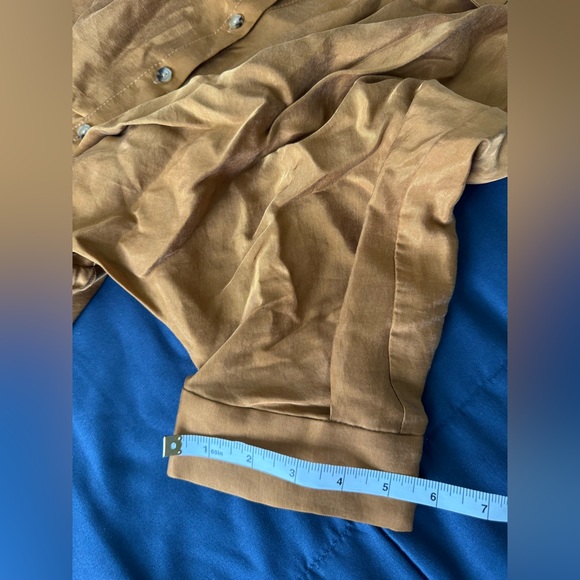 Zara NWT Women's Satin Pleated Midi Shirt Dress in Toffee (Gold) Size X-Small - Picture 5 of 12